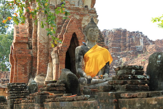 Seating Buddha image in Ayutthaya, Thailand
