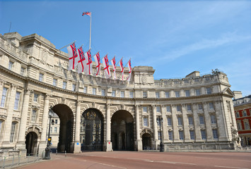 Admiralty Arch Mall London England UK with White Ensigns