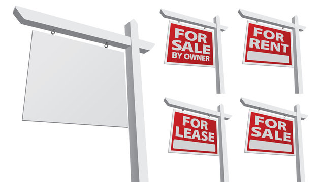 Set of Various Vector Real Estate Signs
