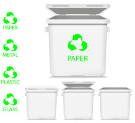 set of vector white recycle garbage