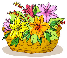 Basket with flowers lily