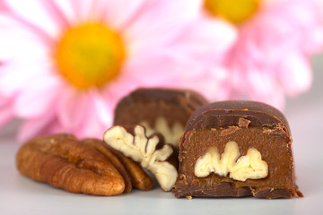 Pecan nut truffle with pecan nut