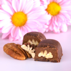 Pecan nut truffle with pecan nut
