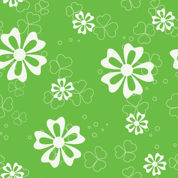vector green seamless pattern with flora