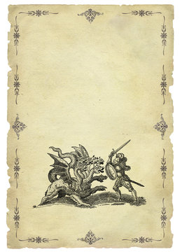 Knight with dragon illustration