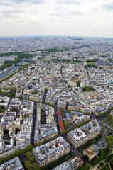 Center of Paris from the heights. Urban scene.