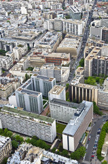 Center of Paris from the heights. Urban scene.