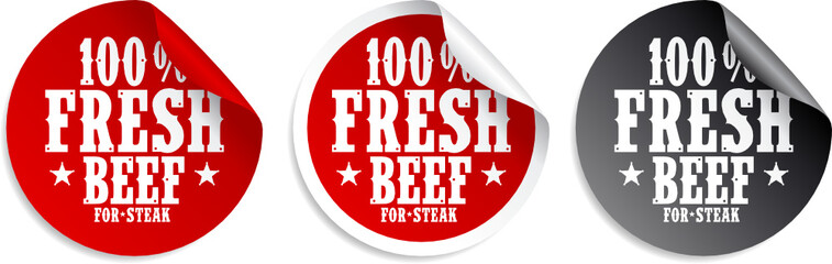 Fresh beef meat for steak stickers set