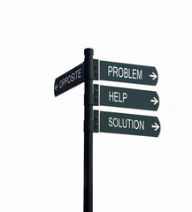 Fototapeta premium direction with problem help and sulution