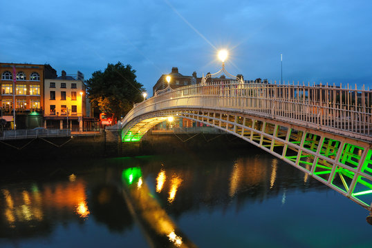 Ha'penny Bridge over the River Liffey in Dublin, Ireland