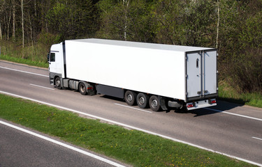 White Clean Truck or Lorry on a freeway or motorway