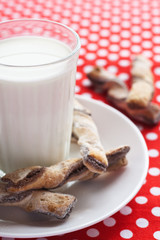 A glass of milk and tasty cookies