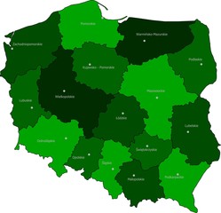 Vector maps of Poland - obrazy, fototapety, plakaty