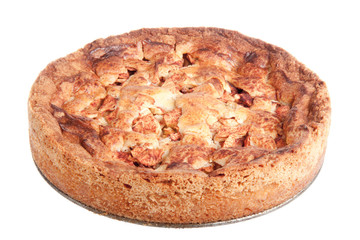 Grandma's homemade apple pie isolated on white