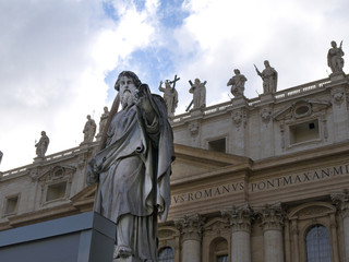 The facade of St Peters Basilica in Rome Italy