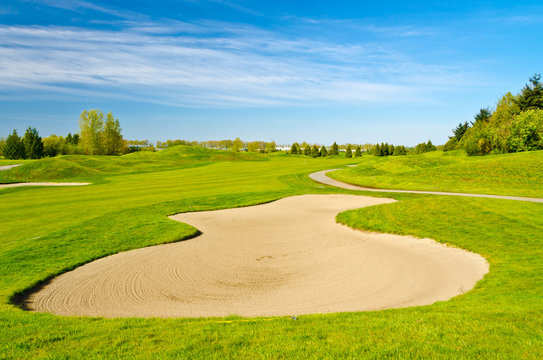 Sand bunker on the golf course