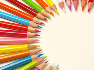 Color pencils on white background.