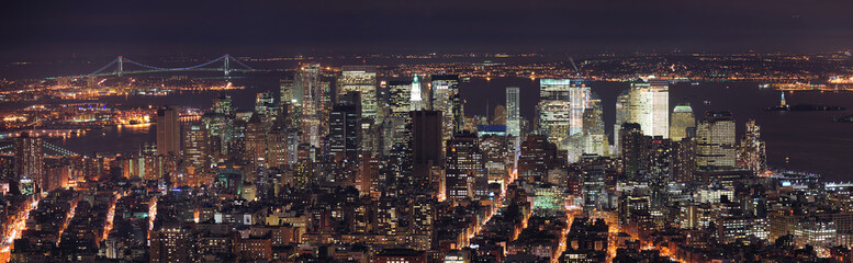 Fototapeta na wymiar New York City Manhattan skyline panorama aerial view at dusk