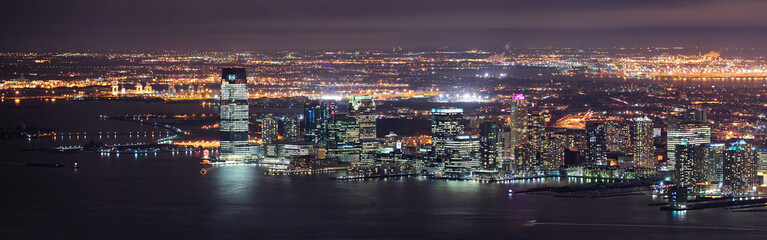 Fototapeta na wymiar New Jersey night Panorama from New York City Manhattan