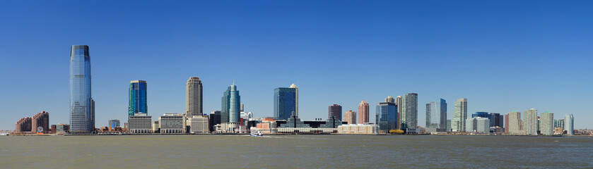 New Jersey skyline from New York City Manhattan downtown - obrazy, fototapety, plakaty