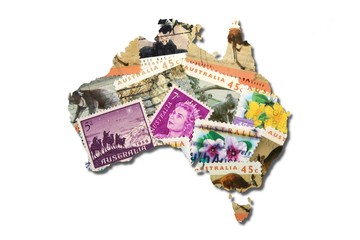Australian postage stamps in the shape of Australia