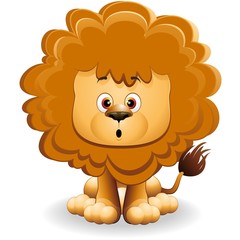 Naklejka premium Leone Cucciolo Cartoon-Cute Baby Lion-Vector