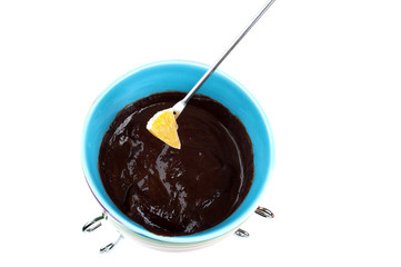 delicious chocolate fondue with orange
