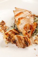 chicken fillet with vegetables and rice