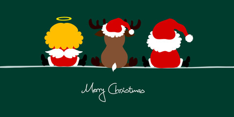 Card Santa, Angel & Reindeer