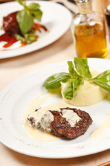 beef steak with potatoes