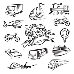 Obraz premium collection of icons of transport