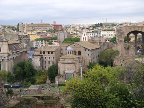 Temples in the ancient forum of Roma Italy