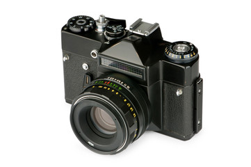 Fototapeta premium Vintage film camera isolated on white