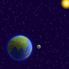 Earth, moon and sun