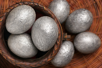 Fototapeta premium Silver Easter eggs