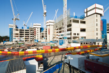 construction site with a few cranes