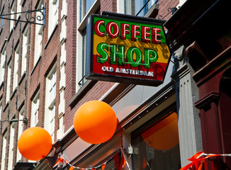 Amsterdam, coffee shop - obrazy, fototapety, plakaty