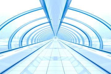 endless vanishing walkway with transparent wall in cool business © Vladitto