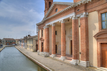 Comacchio channal with church