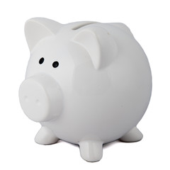 White piggy bank on white background.
