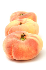 Flat Peaches Isolated on White Background