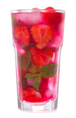 cocktail with strawberry with mint