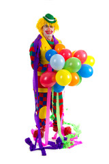 Funny clown with balloons
