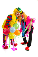 Funny clowns with balloons