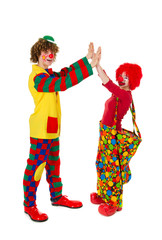 Couple funny clowns
