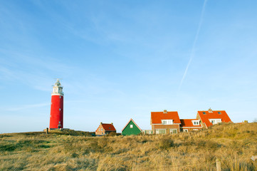 Red lighthouse in the dunes