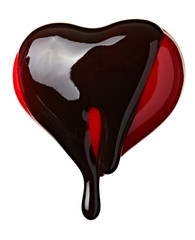 chocolate syrup leaking heart shape love