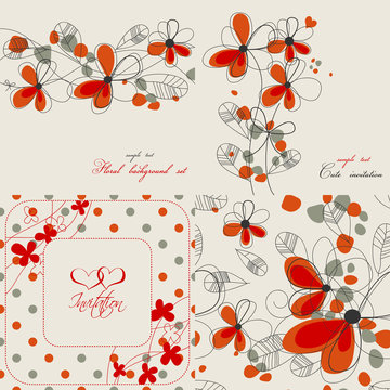 Set of cute floral backgrounds