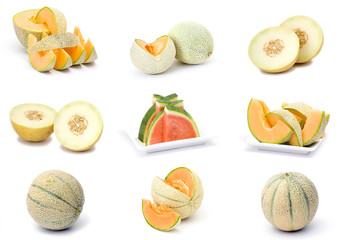 collection of fresh melon fruits