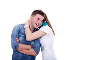 woman embracing her handsome boyfriend